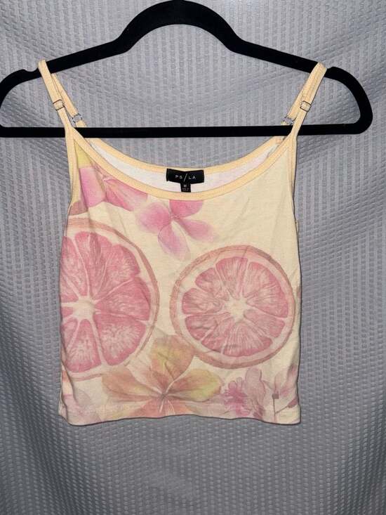 PS / LA Tops - PS / LA PacSun Grapefruit Floral Cropped Cami Tank Top Size M